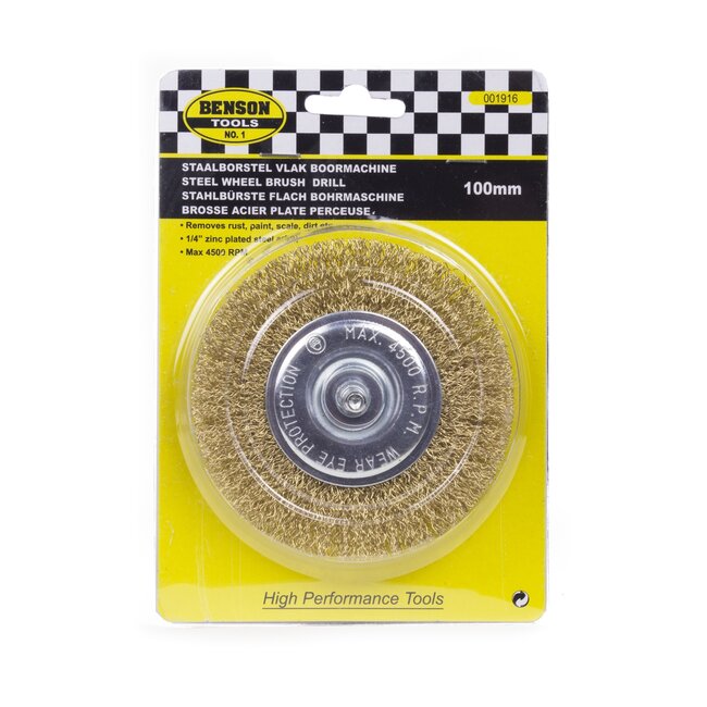 Benson Vlakborstel - Schijfborstel - 100 mm - Messing draad - Voor boormachine