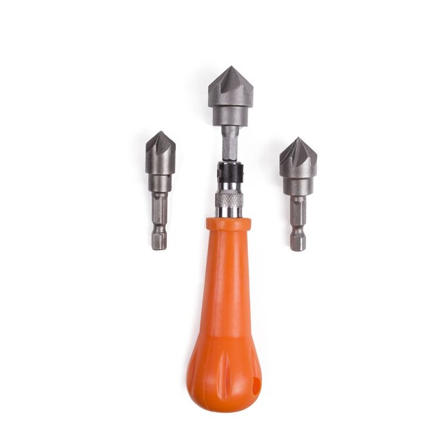 Benson 4-delige verzinkboor set - ergonomisch handvat - maten 12 mm, 16 mm, 19 mm