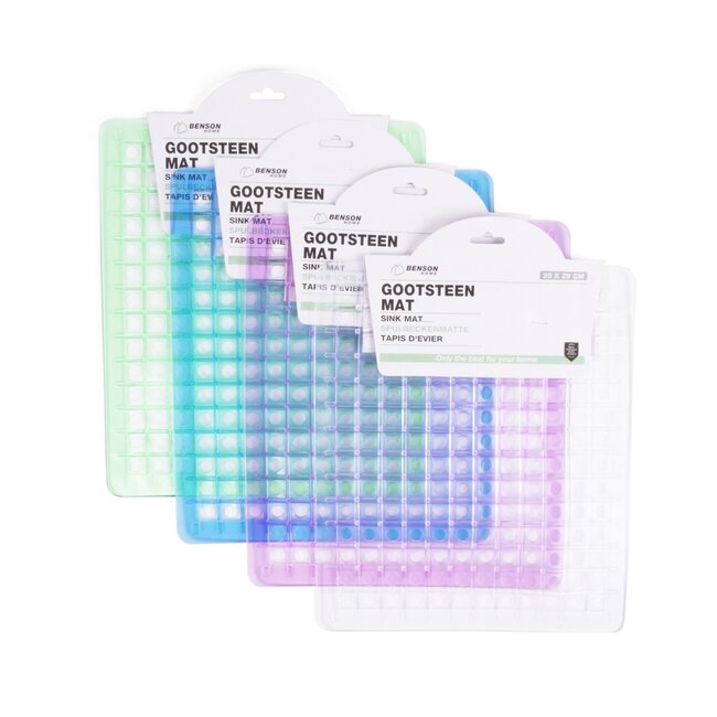 Benson Vierkante gootsteenmat - transparant - 28 x 25 cm - antislip - eenvoudig te reinigen