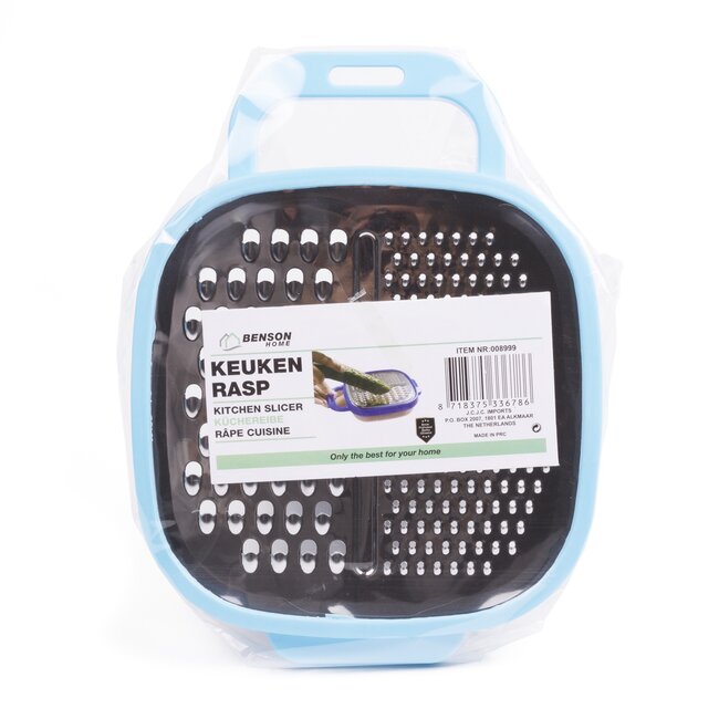 Benson Multifunctionele keukenrasp met opvangbak - drie raspgroottes - blauw of wit