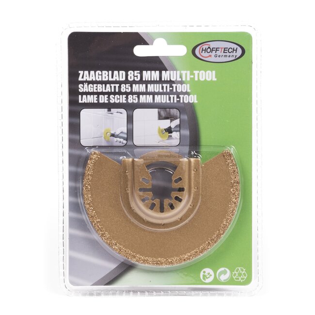 Hofftech Halfrond gebogen zaagblad - carbide coating - 85 mm - voor tegelvoegen en sleuven