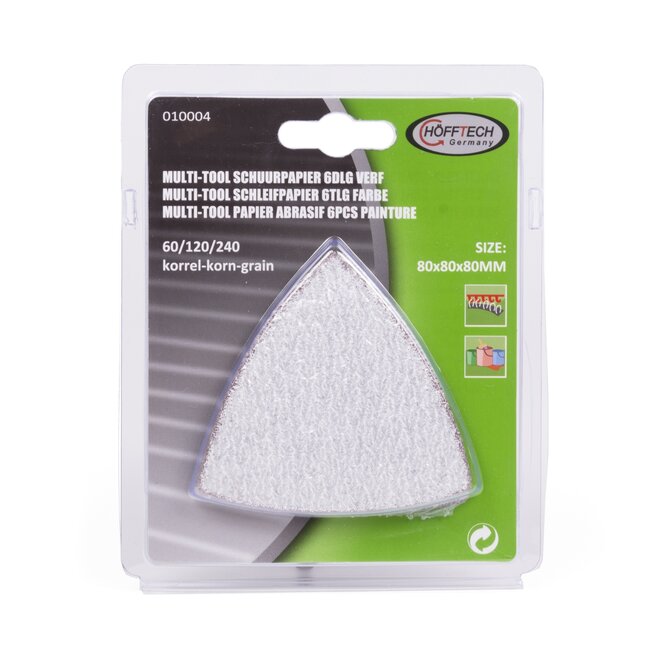 Hofftech Multitool schuurpapier - driehoekig - 80 mm - verf - 6 stuks