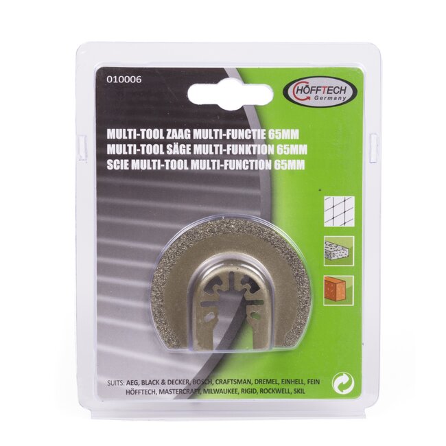 Hofftech Halfrond gebogen zaagblad - carbide - 65 mm - voor tegelvoegen en gips