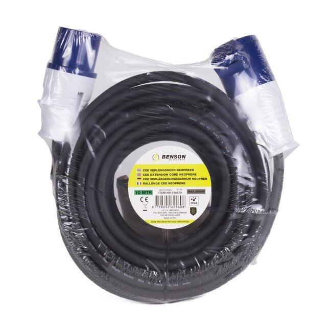 Benson Verlengsnoer - Neopreen - CEE-stekker - 10 meter - Spatwaterdicht
