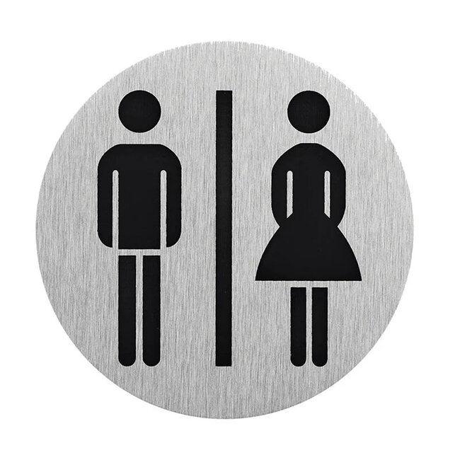 Seilflechter Deurbordje - Aluminium - Pictogram Man/Vrouw - Ø 75 mm