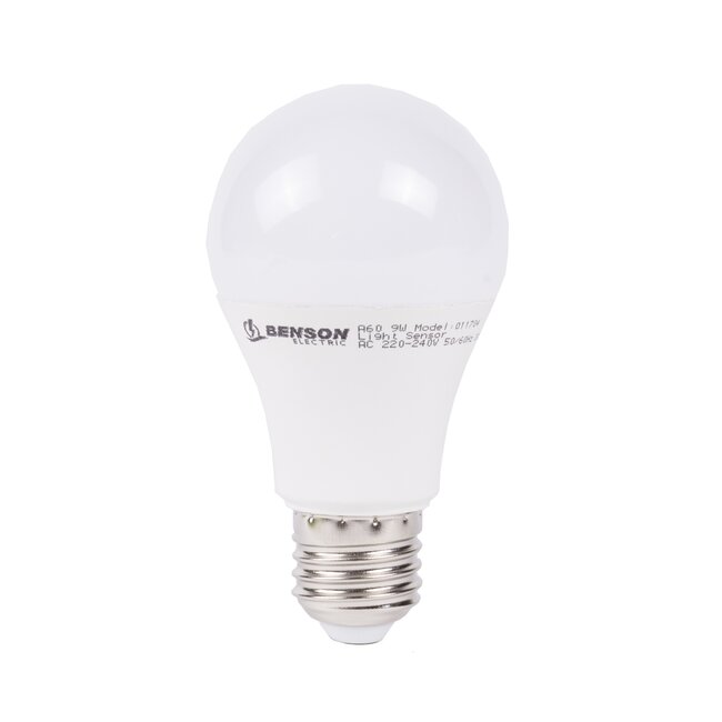 Benson Slimme LED-lamp met dag/nacht sensor - 9W - 2700K - warmwit - IP54