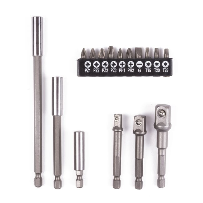 Benson Bit verlenger set - 60, 100 en 150 mm - 16 delig - chroom vanadiumstaal - magnetisch