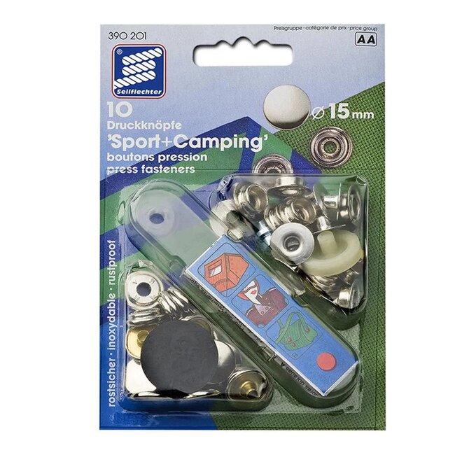Seilflechter Drukknopen voor stof - 15 mm - set van 10 stuks