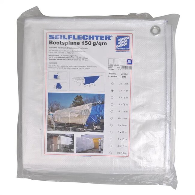 Seilflechter Waterdicht afdekzeil - polyester - uv-bestendig - 3 x 4 meter - wit