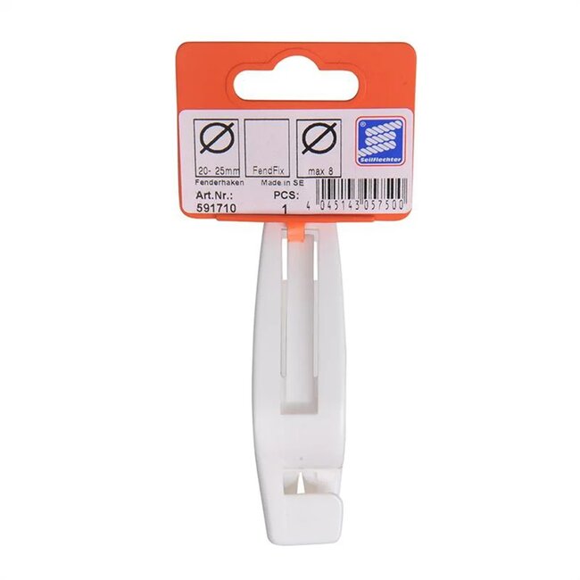 Seilflechter Fenderhaken - Kunststof - Voor railing 20-25 mm - Wit