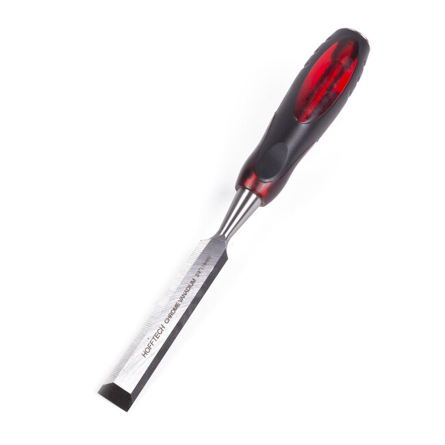Hofftech Houtbeitel - Soft Grip Handvat - Gehard Staal - 19 mm - Rood/Zwart