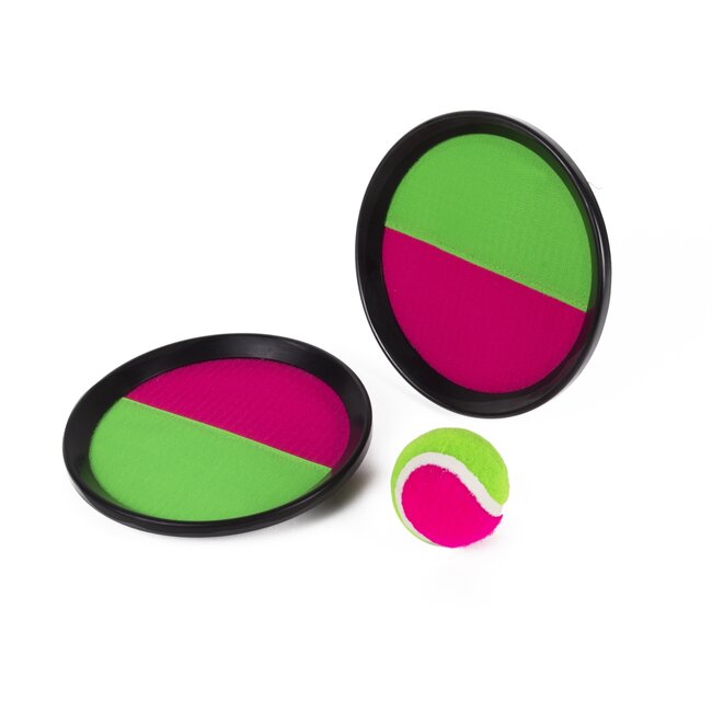 Benson Vangbal set - klittenband - Ø 19 cm - roze/groen - 3-delig