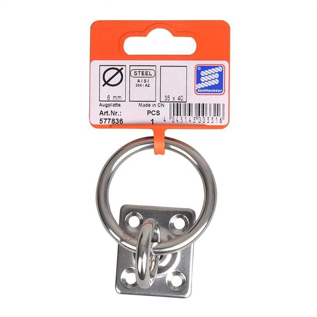 Seilflechter Dekoog met wartel en ring - roestvrij staal - 4 gaats - 33 x 38 x 6 mm