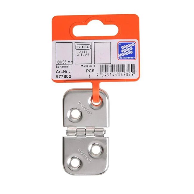 Seilflechter Roestvrijstalen scharnier - 60 x 39 mm - 4 gaats - AISI 316