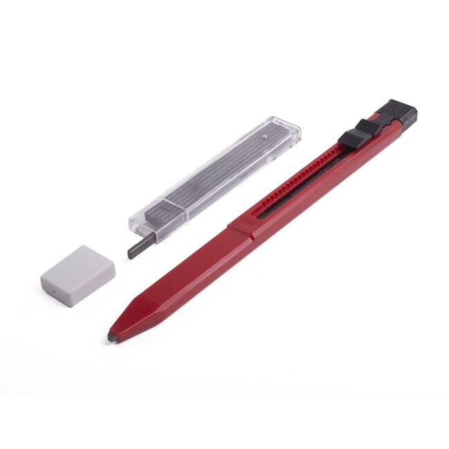 Benson Timmermanspotlood met puntenslijper - navulbaar - rood - 20 cm - inclusief 6 navullingen