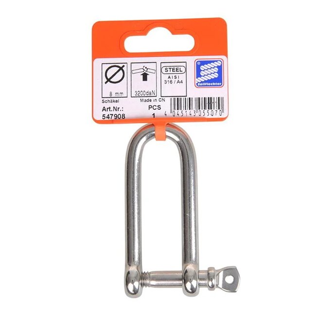 Seilflechter Lange harpsluiting - roestvast staal - 8 mm - corrosiebestendig - 3200 daN