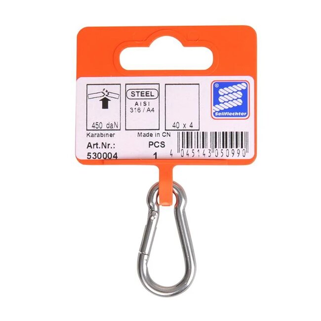 Seilflechter Karabijnhaak - RVS 316 - Corrosiebestendig - 40 mm - 450 daN