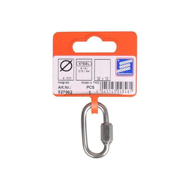 Seilflechter Noodschalm - RVS - 4 x 32 mm - AISI 316 - Verbindt kettingen