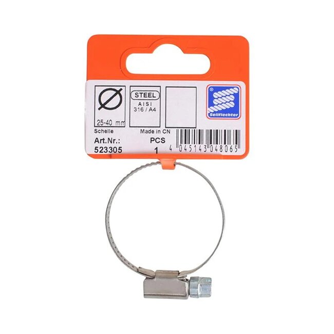 Seilflechter Slangklem - RVS AISI 316 - Corrosiebestendig - 25-40 mm - Zilver