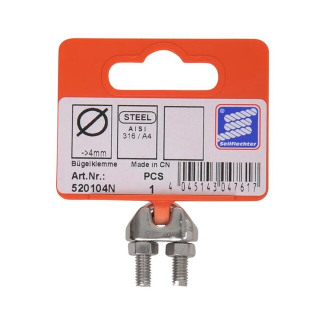 Seilflechter Staaldraadklem - Corrosiebestendig - Zeewater - 4-5 mm - RVS