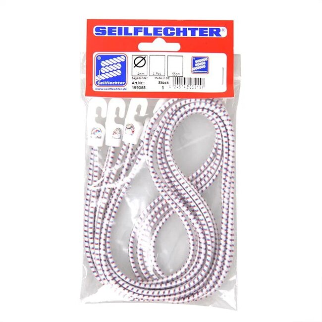 Seilflechter Zeilbinders met nylonhaken - 55 cm - wit - 4 stuks