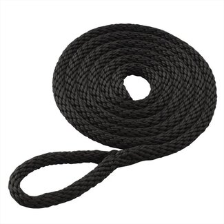 Seilflechter Fenderlijn - gevlochten polyester - lus - 150 cm - zwart