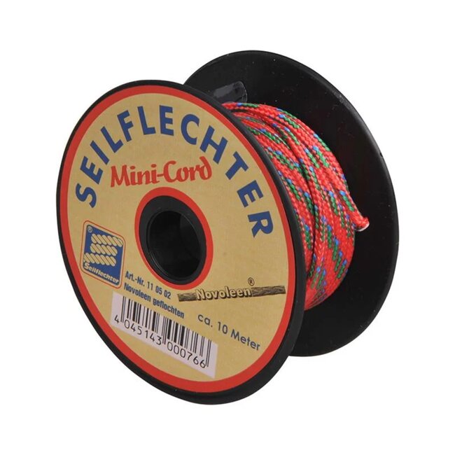 Seilflechter Mini koord - gevlochten novoleen - 2 mm - 10 meter - assorti kleuren - hoge trekkracht