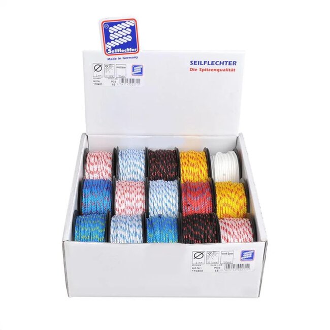 Seilflechter Mini koord - gevlochten polyester - Ø 3 mm - 20 meter - assorti kleuren