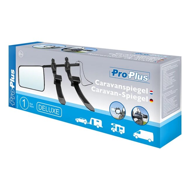 ProPlus Universele caravanspiegel - Deluxe - links en rechts - zwart - multi verstelbaar - inclusief opbergtas