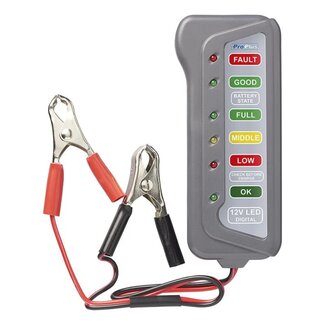 ProPlus Compacte accutester - 12V - Grijs - Inclusief klemmen - 63g