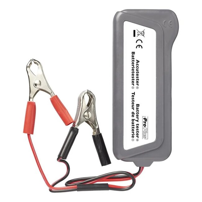ProPlus Compacte accutester - 12V - Grijs - Inclusief klemmen - 63g