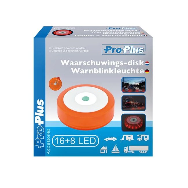 ProPlus Waarschuwingsdisk - 24 LED - 360° zicht - Ø 95 mm - Oranje