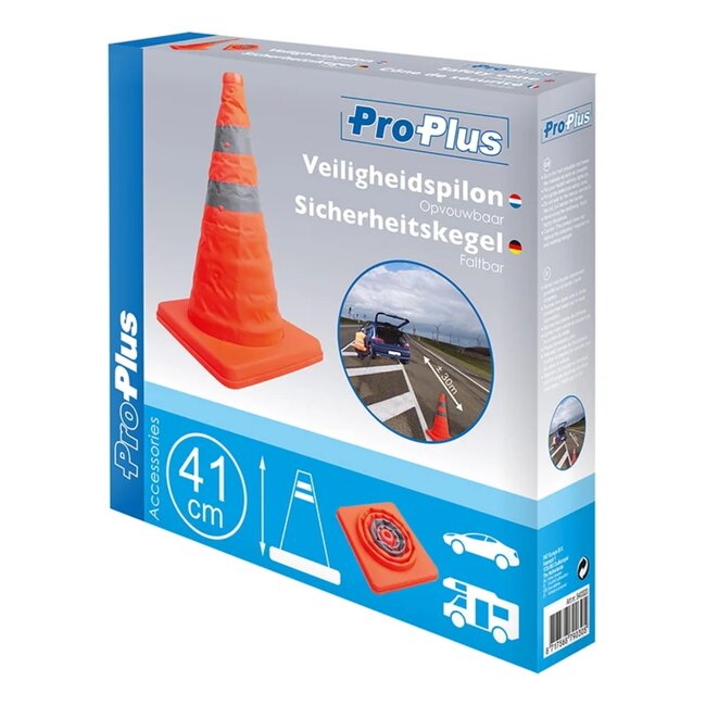 ProPlus Opvouwbare veiligheidspilon - reflecterende strepen - 41 cm - compact en draagbaar