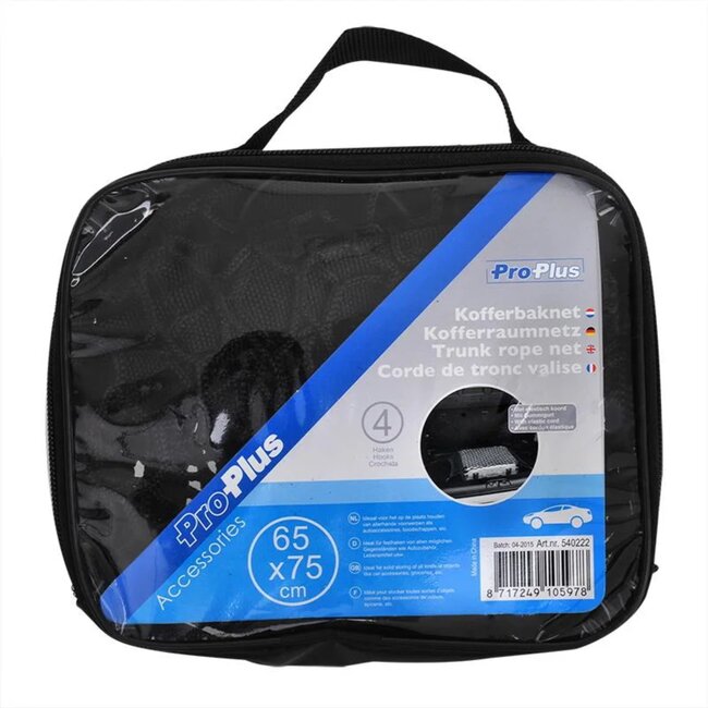 ProPlus Kofferbaknet met elastisch koord en 4 haken - 65 x 75 cm