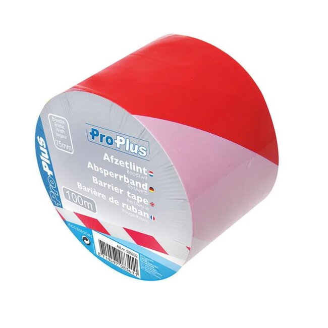 ProPlus Extra robuust afzetlint - rood/wit - 75 mm x 100 meter