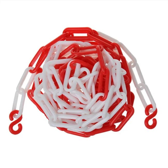ProPlus Veiligheidsketting - Rood-Wit - Kunststof - 5m - Ø 5.5mm - Inclusief Haken