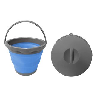 ProPlus Opvouwbare emmer met deksel - 5 liter - rubber - grijs/blauw
