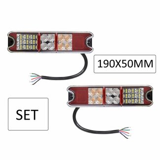 ProPlus Achterlichtset aanhangwagen/caravan - 5 functies - 21 LED - waterdicht IP67 - 192 x 51 mm