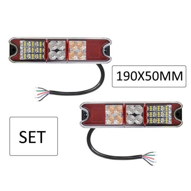 ProPlus Achterlichtset aanhangwagen/caravan - 5 functies - 21 LED - waterdicht IP67 - 192 x 51 mm