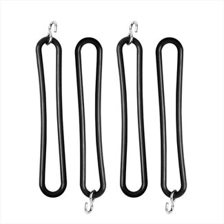 ProPlus Spanrubber - 20 cm - met S-haak - Zwart - 4 stuks