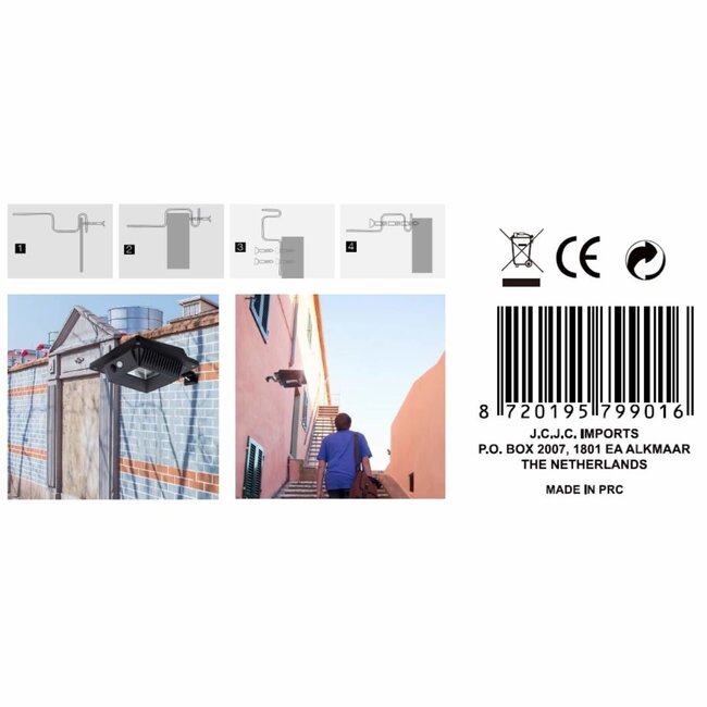 Hofftech Solar LED wandlamp - PIR sensor - IP65 - 20 LED's - 158 lm - 13x13x5.5 cm