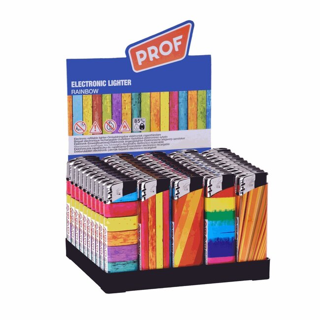 Prof Wegwerpaanstekers - Regenboogdesign - Regelbare vlam - 50 stuks