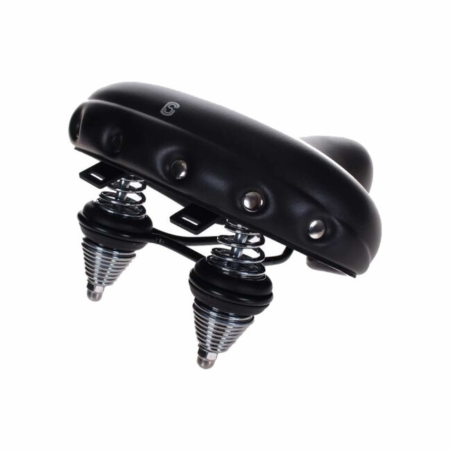 Selle Retro fietszadel - extra breed - waterdicht - zwart