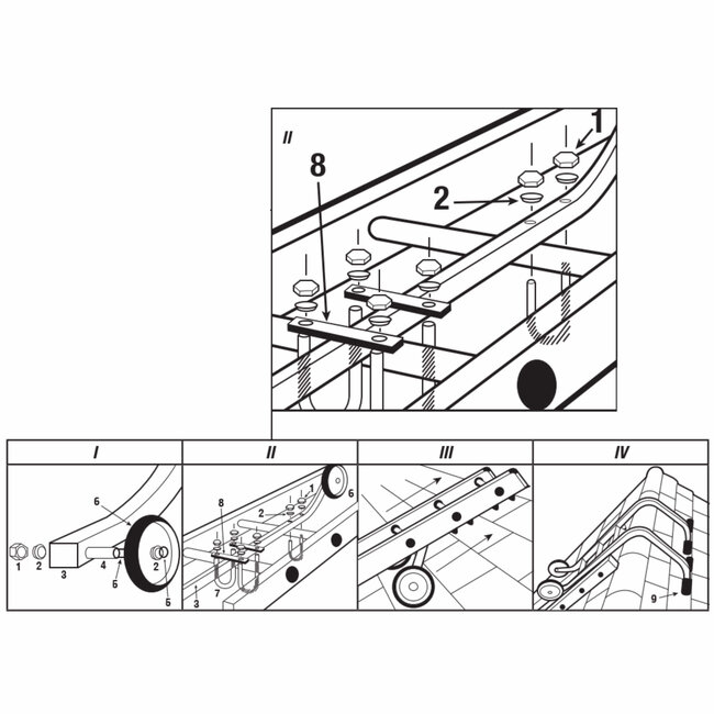 Silverline laddernokhaken - aluminium - kunststof wielen - 101,5 cm - aluminiumkleurig - 2 stuks - beschermt dakpannen