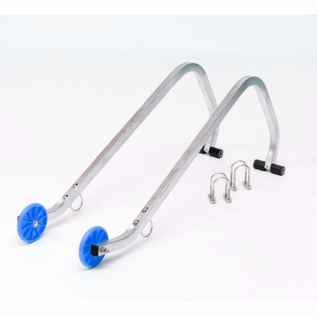 Silverline laddernokhaken - aluminium - kunststof wielen - 101,5 cm - aluminiumkleurig - 2 stuks - beschermt dakpannen