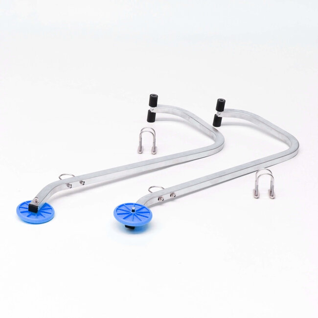 Silverline laddernokhaken - aluminium - kunststof wielen - 101,5 cm - aluminiumkleurig - 2 stuks - beschermt dakpannen