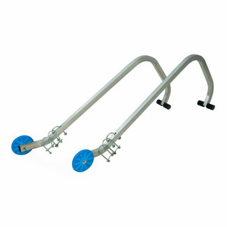 Silverline laddernokhaken - aluminium - kunststof wielen - 101,5 cm - aluminiumkleurig - 2 stuks - beschermt dakpannen