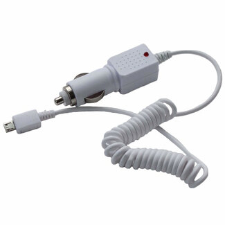 Lifetime Micro USB autolader - 1 ampère - 12/24 volt - wit - compact ontwerp