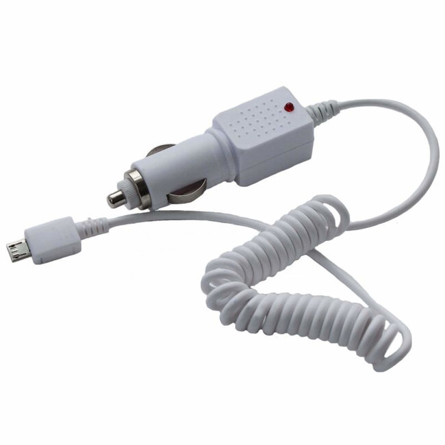 Lifetime Micro USB autolader - 1 ampère - 12/24 volt - wit - compact ontwerp