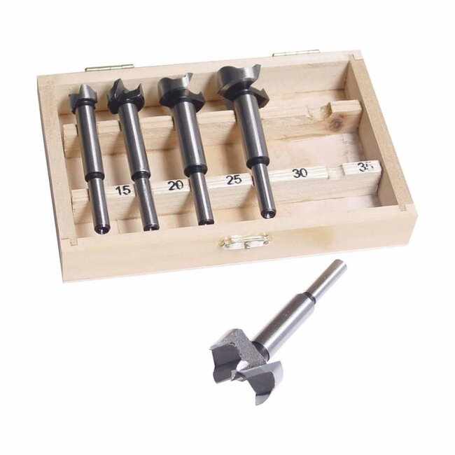 Tooltech Houtfrezenset - 5-delig - 15-35 mm - Inclusief Houten Kistje